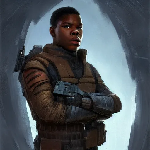 Image similar to portrait of a man by greg rutkowski, he looks like john boyega, star wars expanded universe, he is about 2 0 years old, wearing the tactical gear of the galactic alliance, digital painting, artstation, concept art, smooth, sharp foccus ilustration, artstation hq