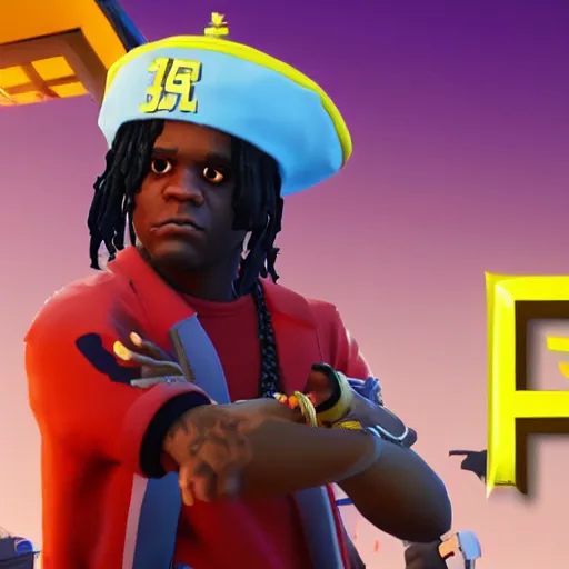 Image similar to rapper Chief Keef in Fortnite very detailed 4K quality super realistic