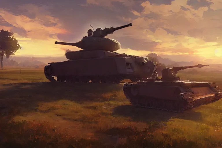 Prompt: concept art of a church combined with a tank in an open field, key visual, ambient lighting, highly detailed, digital painting, artstation, concept art, sharp focus, by makoto shinkai and akihiko yoshida and greg manchess