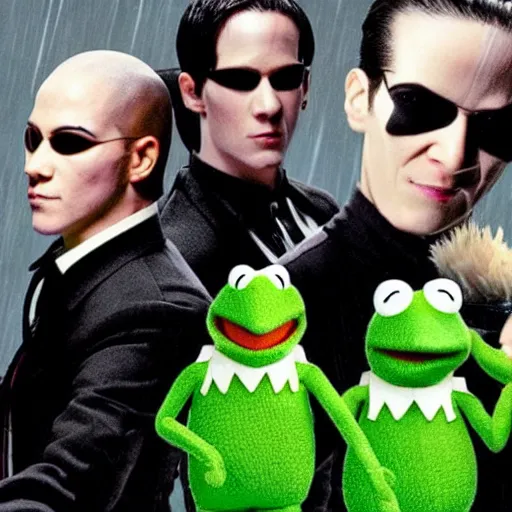 Image similar to The matrix performed by muppets