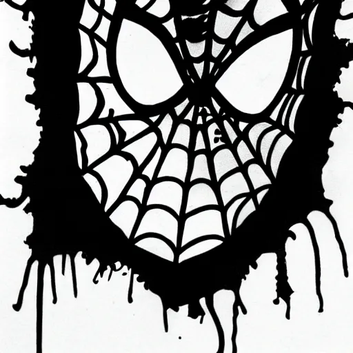 Image similar to spiderman ink blot, made out of ink