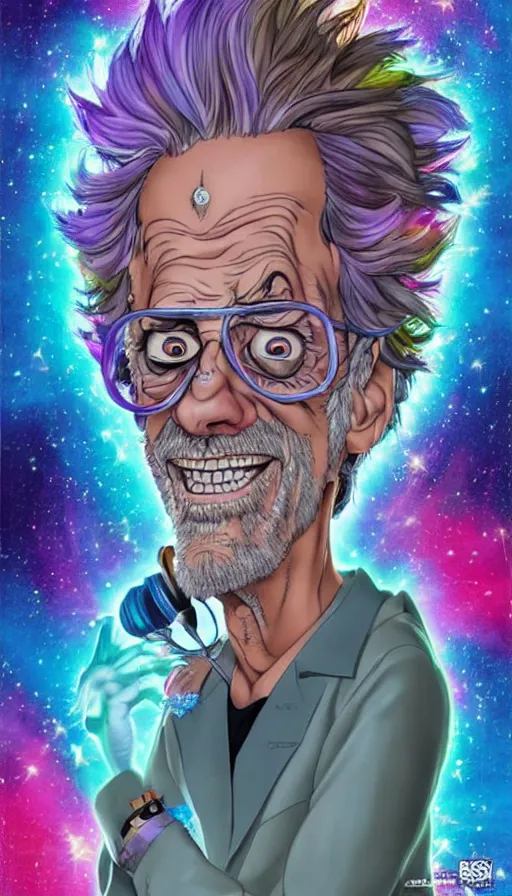 Image similar to Christopher Lloyd as Rick Sanchez by Noriyoshi Ohrai and Lisa Frank