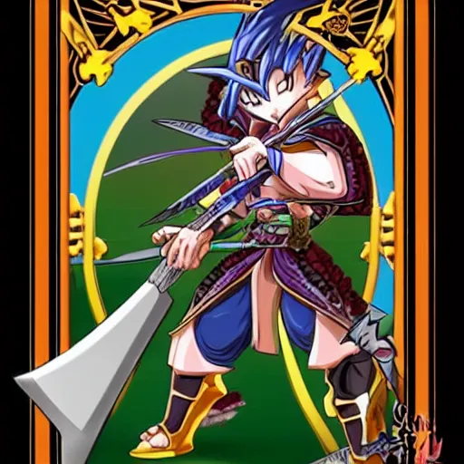 Prompt: rabbit warrior - swordsman, yugioh style