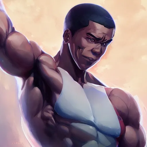 Image similar to anime portrait of obama as a muscular anime boy by stanley artgerm lau, wlop, rossdraws, james jean, andrei riabovitchev, marc simonetti, and sakimichan, trending on artstation