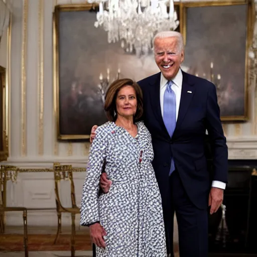 Image similar to joe biden wearing a dress designed by maison margiela