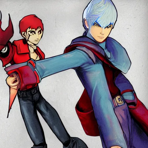 Prompt: Dante from DMC and Zero from Megaman
