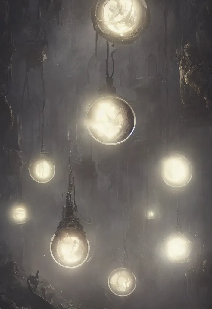 Prompt: a tiny worlds inside inside light bulbs by greg rutkowski, sung choi, mitchell mohrhauser, maciej kuciara, johnson ting, maxim verehin, peter konig, bloodborne, 8 k photorealistic, cinematic lighting, hd, high details, dramatic, dark atmosphere, trending on artstation