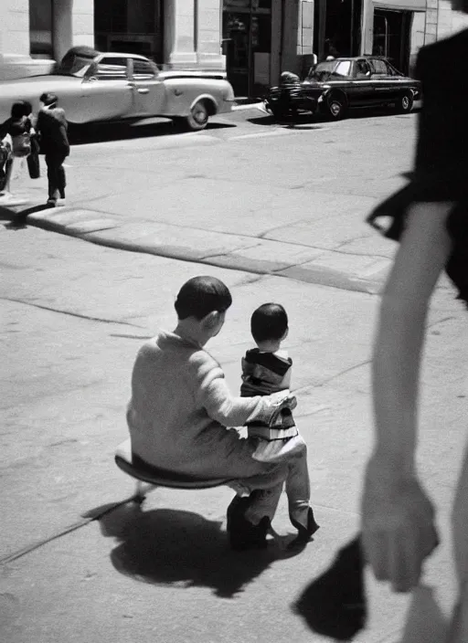 Image similar to street photography by vivian maier. professional photography.