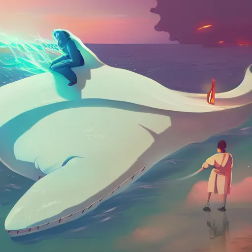 Prompt: Herman Melville as Moby the White Whale, ambient lighting, 4k, anime key visual, lois van baarle, ilya kuvshinov, rossdraws, artstation