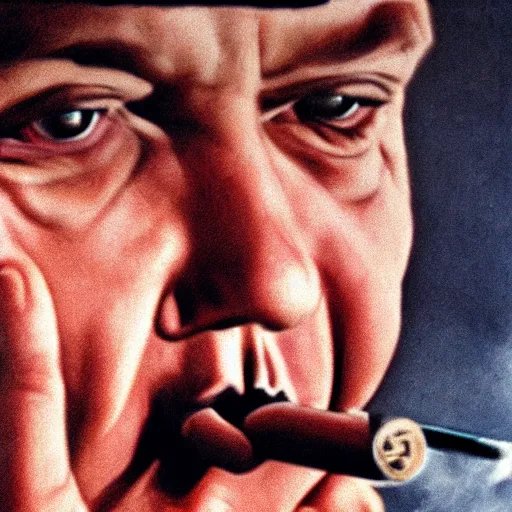 Image similar to a photo of Hitler smoking a fat joint, close up photography, photorealism