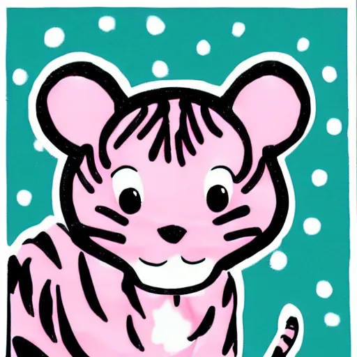 Image similar to very sad tiger, beautiful sticker illustration, soft pastel colors