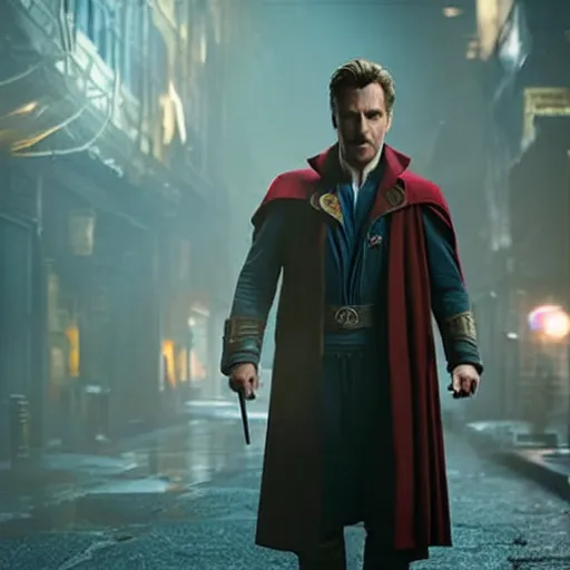 Image similar to A still of John Constantine as Doctor Strange in Avengers Endgame, award winning photo, unreal engine, highly detailed features