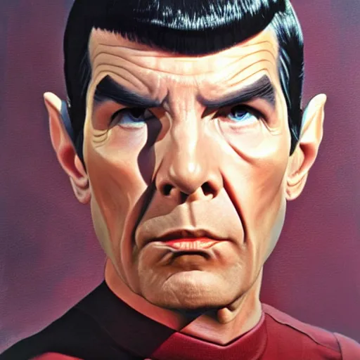 Prompt: mr spock from star trek the original series. realistic concept art painting,