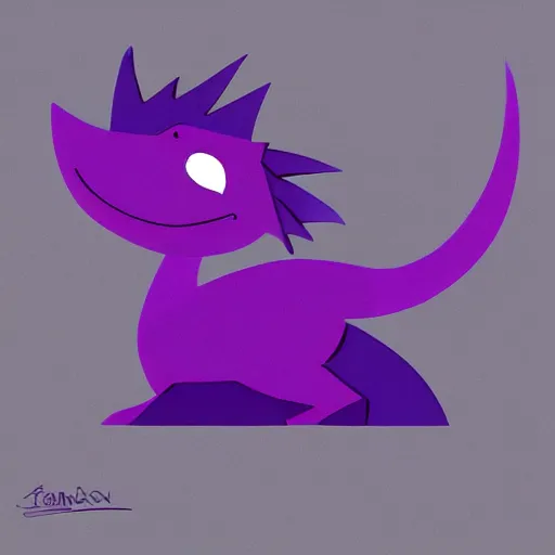 Image similar to very cute purple dragon, 2d minimalism,simple figures, cubism,digital art