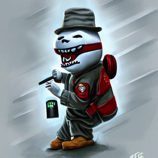 Image similar to a giant ghostbusters stay puff marshmallow man wearing timberland shoes and a yankee hat smoking a joint walking in new york city, highly detailed portrait, digital painting, artstation, concept art, smooth, sharp foccus ilustration, artstation hq
