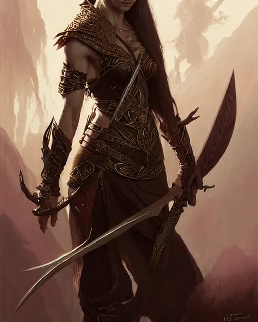 Image similar to fierce female elven warrior, fantasy character portrait, ultra realistic, concept art, intricate details, highly detailed, wide angle, by greg rutkowski, gaston bussiere, craig mullins, simon bisley