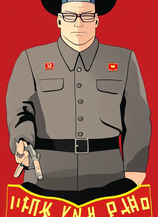 Image similar to propaganda poster hank hill as dictator of north korea, 8 k, trending on artstation