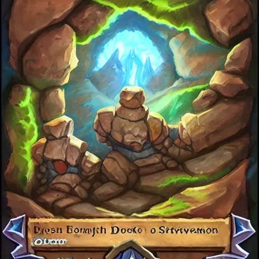 Image similar to ((((rock elemental golem spirit)))), dust and rock theme, hearthstone art style, epic fantasy card game art