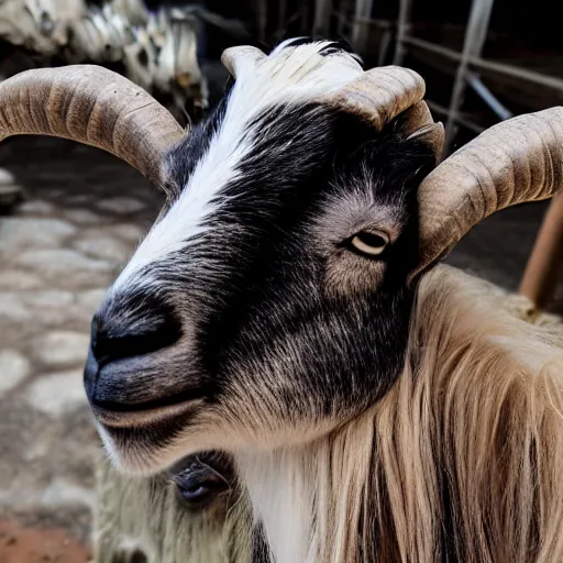 Image similar to goat with heavy metal makeup