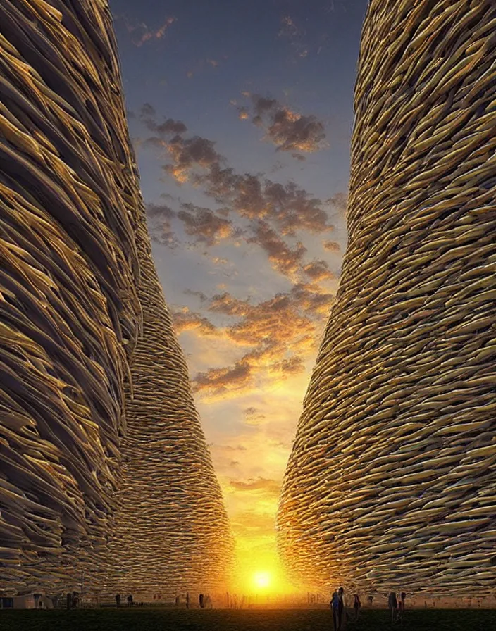 Prompt: vincent callebaut architectures, hyper realistic stunning volumetric lighting sunset