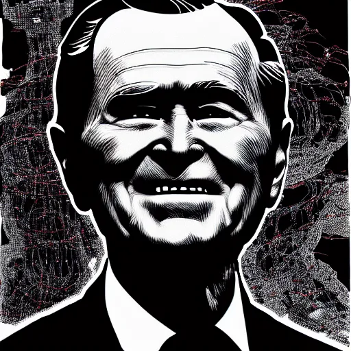 Image similar to George H.W. Bush, by Tsutomu Nihei, highly detailed, 8K