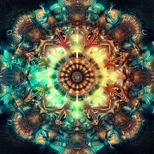 Image similar to highly detailed and intricately made HD mixed media digital artwork piece of a very beautiful and epic nebulapunk Mandala with very symmetrical features, soft pastel tones, unreal 5, hyperrealistic, octane render, atmospheric lighting, Aetherpunk, intricate detail, cinematic, HDR digital painting, 8k resolution, enchanting, sense of awe, award winning picture, Hyperdetailed, Gsociety, trending on ArtstationHQ