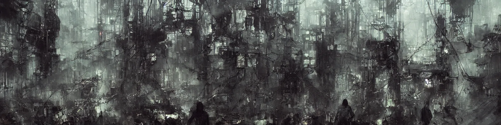 Image similar to lost and alone in an industrial wasteland screaming cyberpunk, wires, machines by emil melmoth zdzislaw belsinki craig mullins yoji shinkawa realistic render ominous detailed photo atmospheric by jeremy mann francis bacon and agnes cecile ink drips paint smears digital glitches glitchart