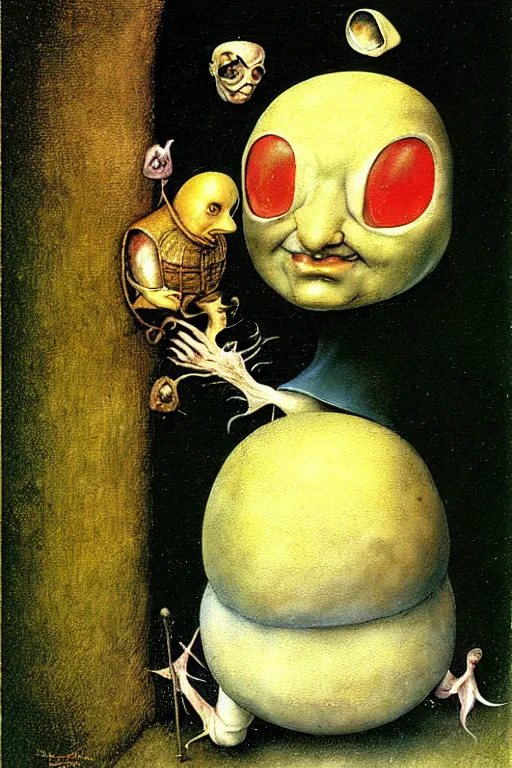 Image similar to hieronymus bosch, brian froud, painting of humpty dumpty