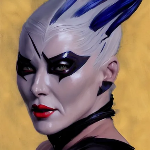 Image similar to greg manchess portrait painting of sindel from mortal kombat as overwatch character, medium shot, asymmetrical, profile picture, organic painting, sunny day, matte painting, bold shapes, hard edges, street art, trending on artstation, by huang guangjian and gil elvgren and frank frazetta