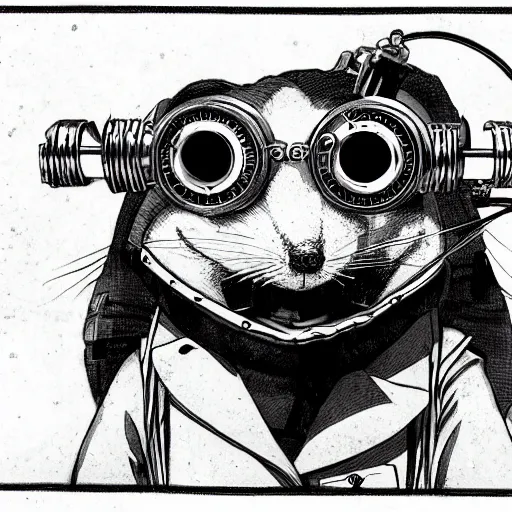 Image similar to a rat with steampunk googles, by Hajime Isayama