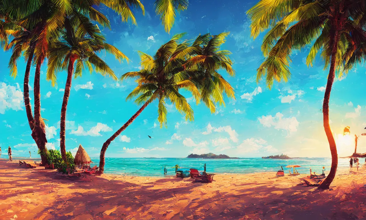 Image similar to paradise beach by alena aenami artworks in 4 k