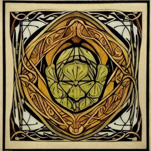 Image similar to beautiful art nouveau painting of companion - cube!!!!!!!!!!!!!!!!! companion - cube!!!!!!!!!!!!!!!!!, by william morris, gaudy colors. intricate linework. sharp edges.