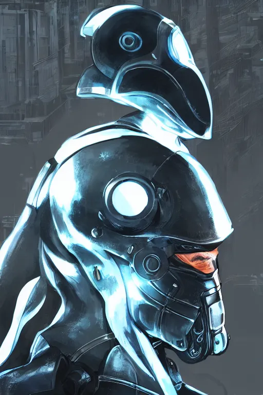 Image similar to cyber cyborg ninja mask helmet metal gear solid artic suit swat commando, global illumination ray tracing hdr fanart arstation by sung choi and eric pfeiffer and gabriel garza and casper konefal, a spectacular view cinematic rays of sunlight comic book illustration, by john kirby