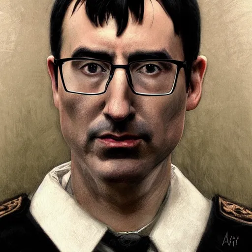 Prompt: portrait of stoic looking john oliver as the vigo carpathian painting, military uniform, fantasy, intricate, elegant, beautiful, highly detailed, charcoal, centered, dark, smokey, digital painting, artstation, concept art, smooth, sharp focus, illustration, art by artgerm and greg rutkowski and alphonse mucha