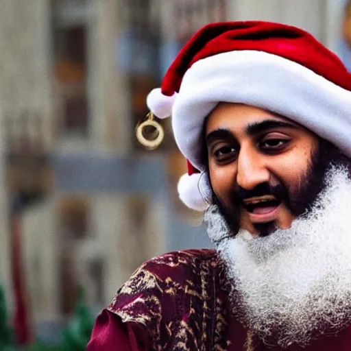 Image similar to Usama bin Laden as Santa Claus, instagram