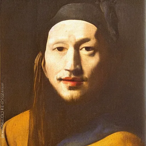 Image similar to markiplier portrait as het meisje met de parel, by johannes vermeer, oil painting, traditional art, detailed, histroical