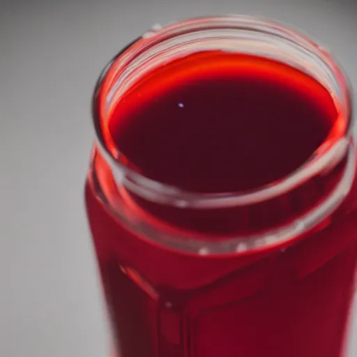 Image similar to a studio photo of a red health potion, dramatic lighting