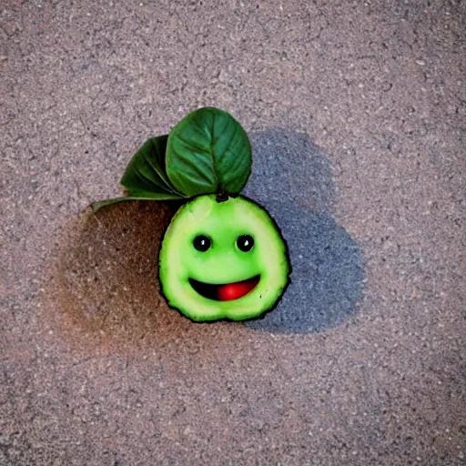 Image similar to a photo of a happy avocado with a face