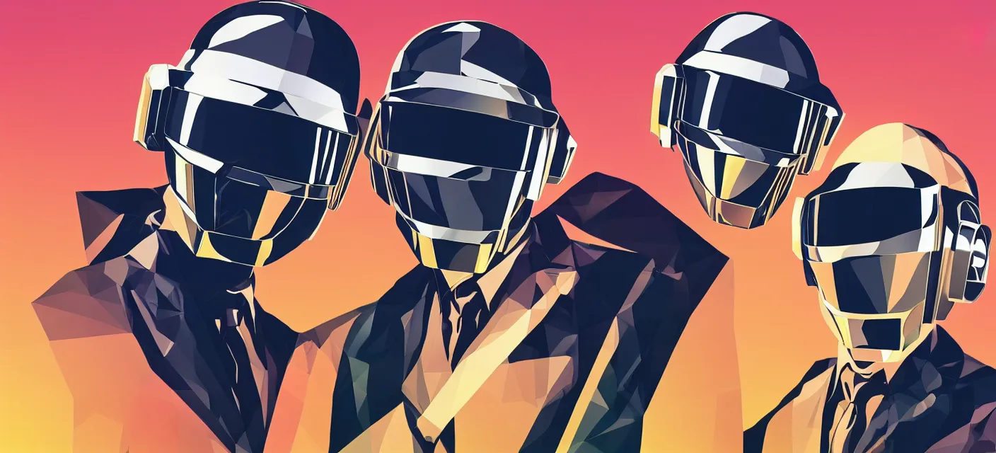 Image similar to daft punk wallpaper, low poly, large,