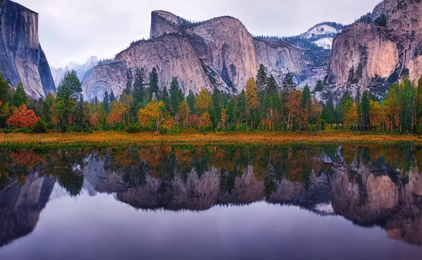 Prompt: yosemite, faded photography