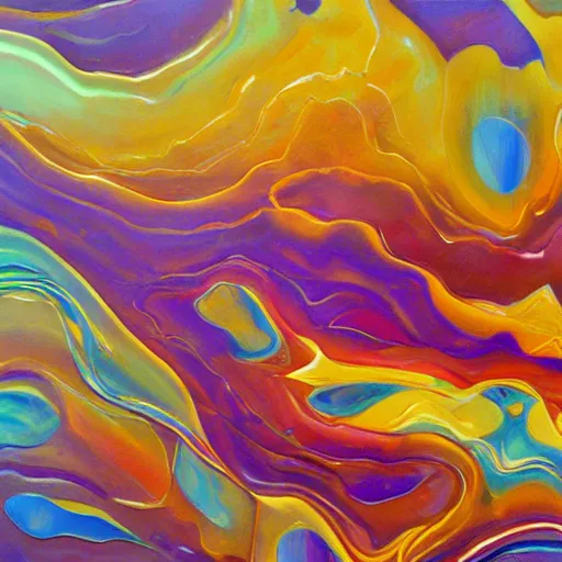 Image similar to abstract oil painting of organic shapes merging and melting