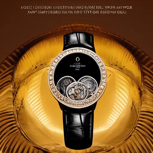 Image similar to a professional luxury magazine ad for a watch with an infinity mirror as a face