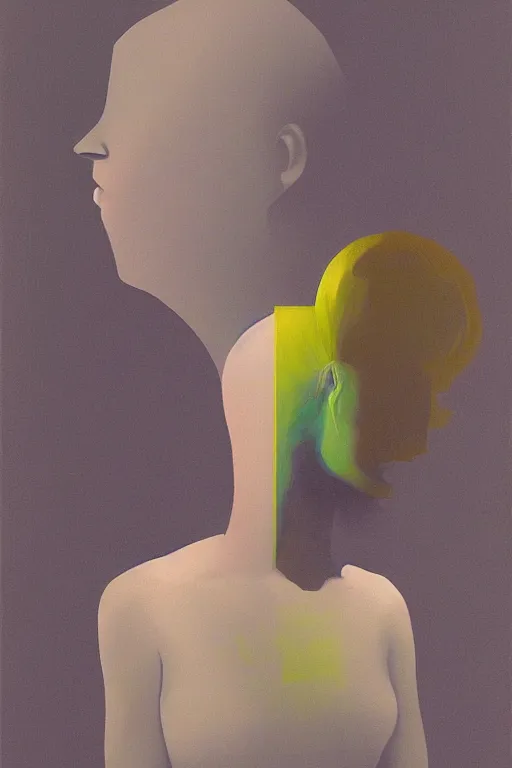 Image similar to woman wearing oculus and digital glitch head edward hopper and james gilleard, zdzislaw beksisnski, higly detailed