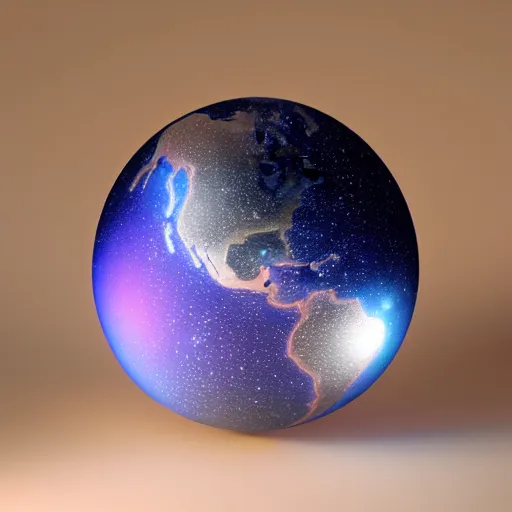 Image similar to planet sphere made of aluminium, galaxy, astronomical, raytracing, vray, 5 5 mm