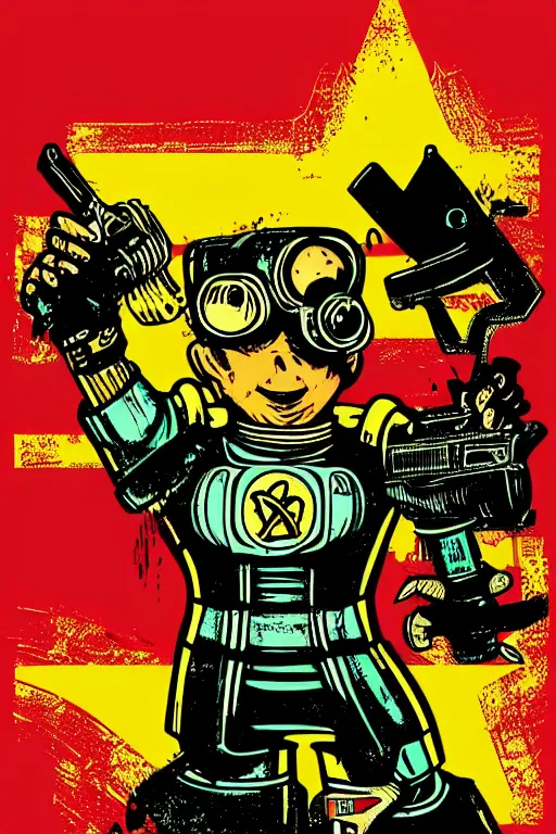 Image similar to fallout 7 6 retro futurist illustration art by butcher billy, sticker, colorful, illustration, highly detailed, simple, smooth and clean vector curves, no jagged lines, vector art, smooth andy warhol style