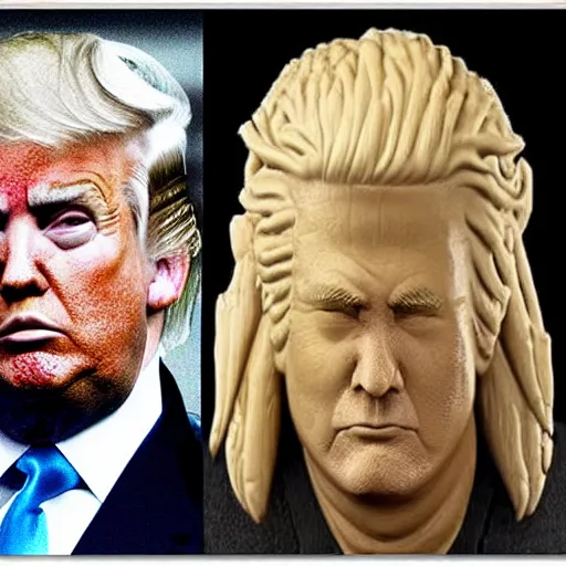Image similar to donald trump's chopped off head collected by a vikingo