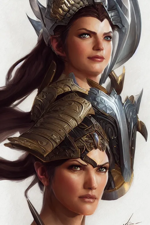 Image similar to amazon valkyrie athena, d & d, fantasy, portrait, highly detailed, headshot, digital painting, trending on artstation, concept art, sharp focus, illustration, art by artgerm and greg rutkowski and magali villeneuve