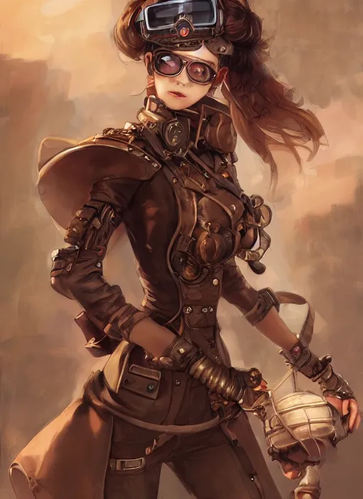 Image similar to girl, steampunk, goggles, pilot, portait, made by stanley artgerm lau, wlop, rossdraws, james jean, andrei riabovitchev, marc simonetti, yoshitaka amano, artstation