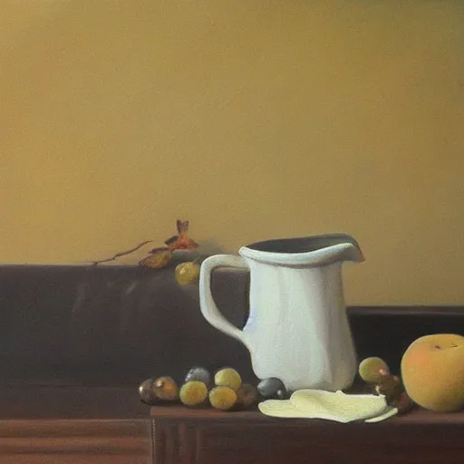 Image similar to still life painting by David Brown, matte,