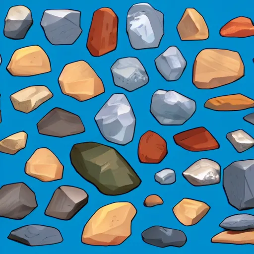 Prompt: boulder stones clipart vector design, space theme, 4 k, high poly, video game asset, illustration. stones set. vector clipart print